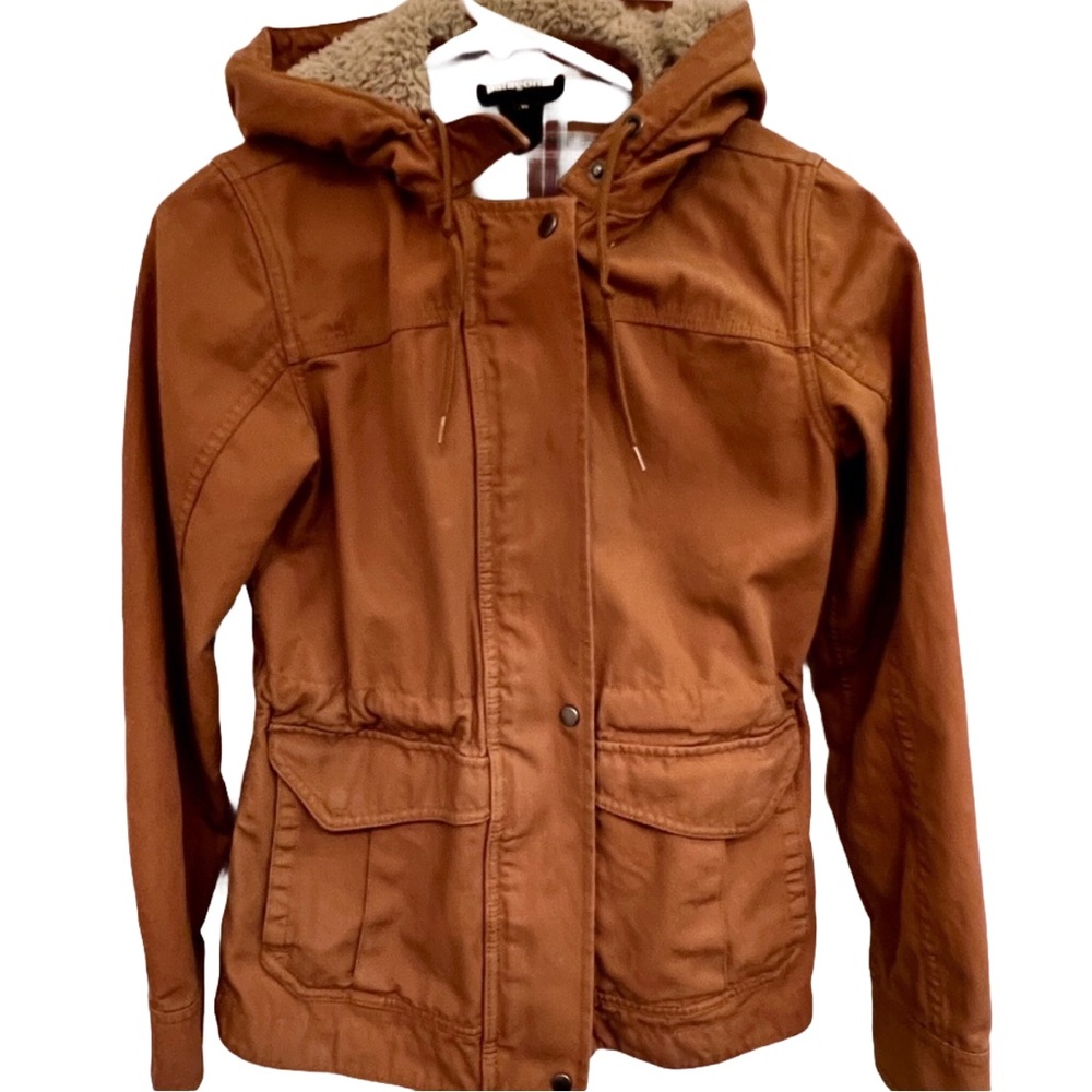 Patagonia Brown Jacket with Blue and Brown Plaid Interior